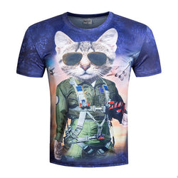 Cat Pilot Design 3D Printed T-Shirt